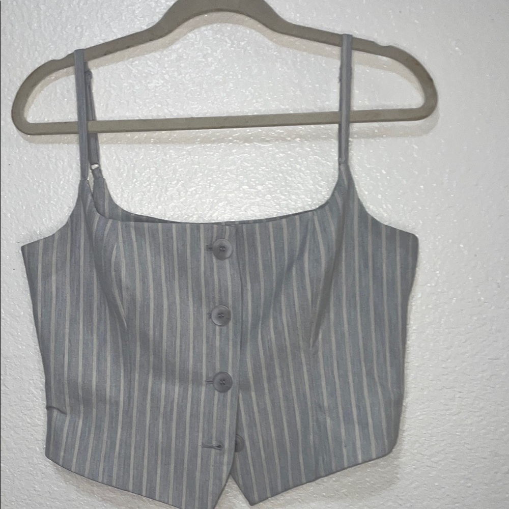 Rachel Zoe Gray Striped Crop Top
